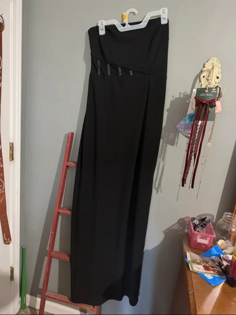 Black Strapless Evening Gown - Women Dresses